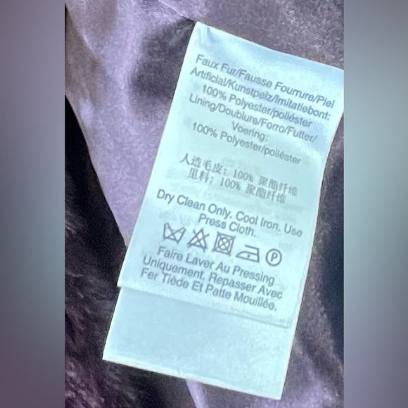 New DKNY hooded faux-fur coat jacket 0 2 xs red plum Christmas birthday 🎁 soft - Picture 5 of 5